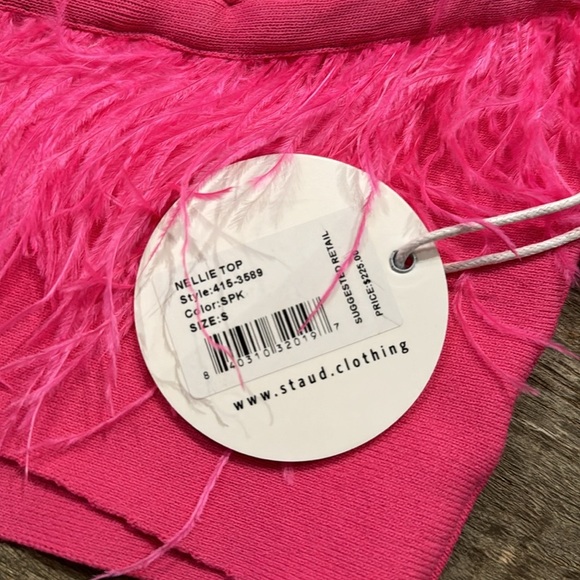 STAUD  Nellie Feather Top in Hot Pink- XS,S - Picture 11 of 14